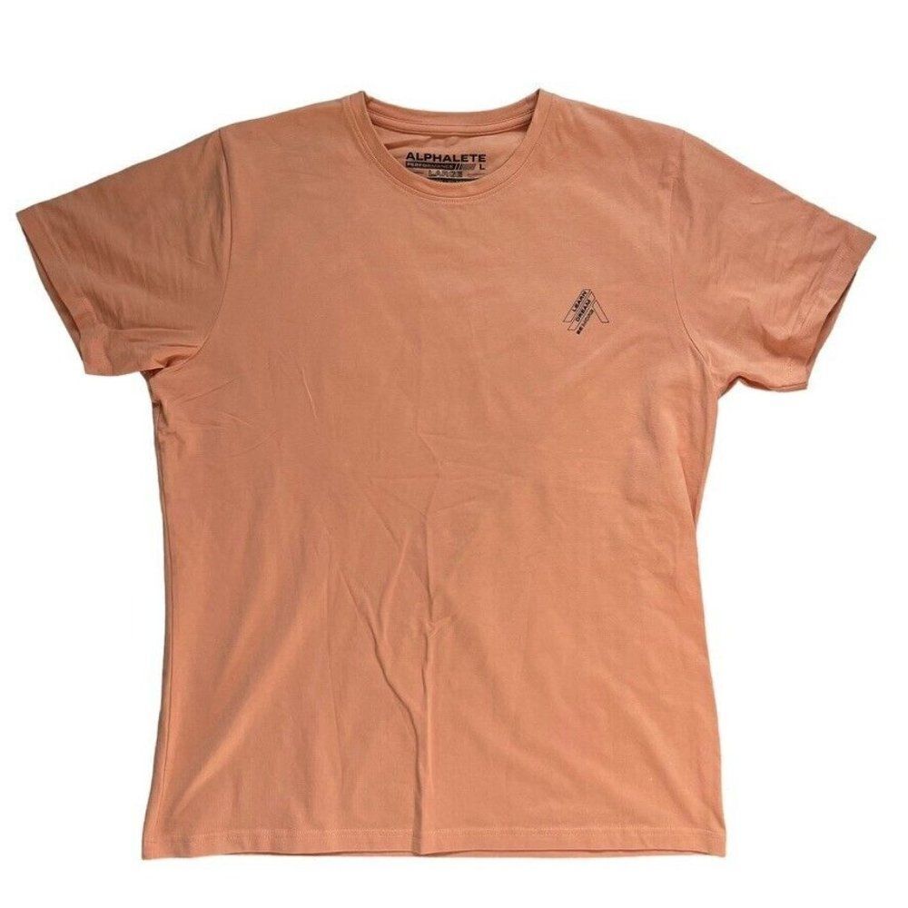 Alphalete Athletic Mens Light Orange Performance Short Sleeve Tee Shirt Sz L